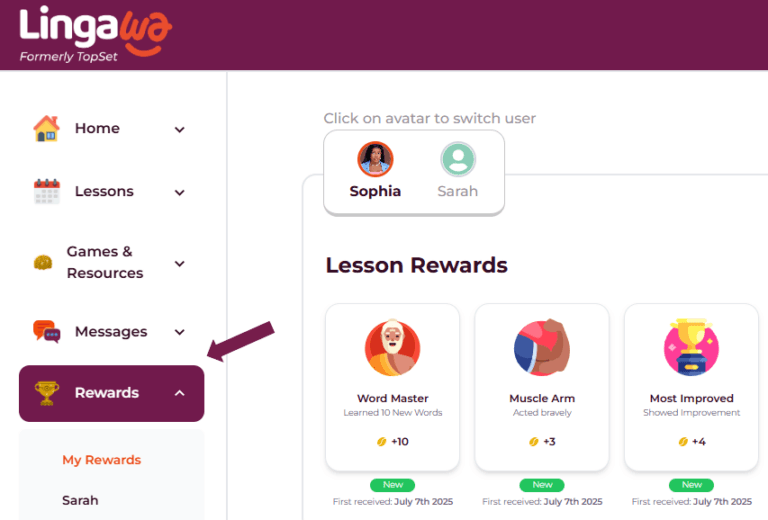 How to view your lesson rewards